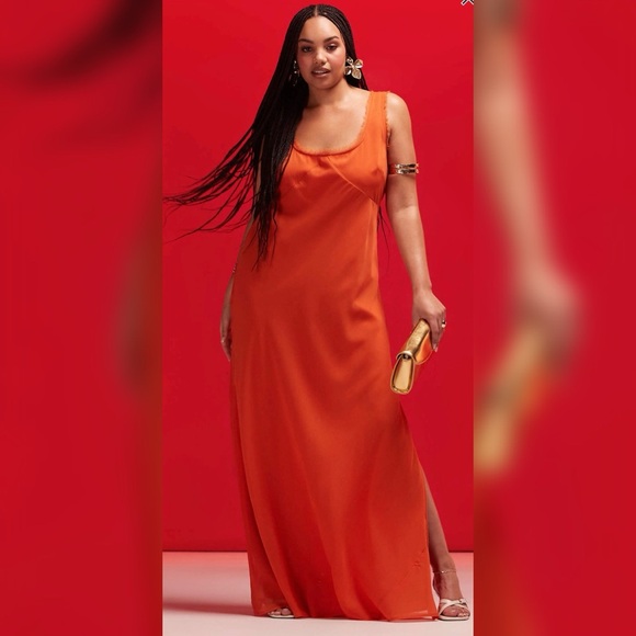 ASOS Curve Dresses & Skirts - ASOS Curve Orange Maxi Slip Dress